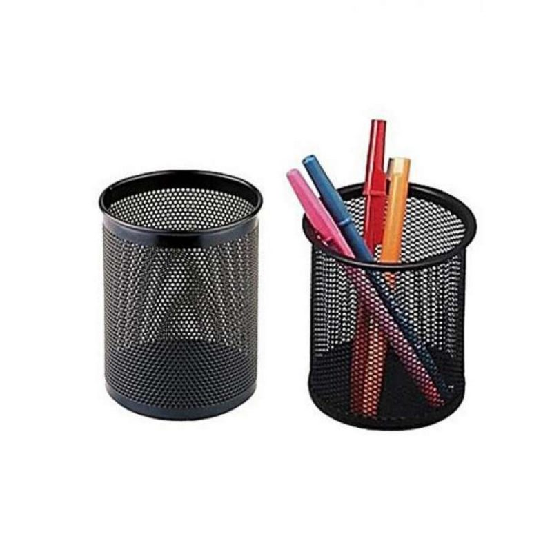 Pack of 2 - Pen Stand and Stationery Holder Metal Mesh - Black