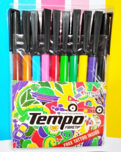 Tempo Fiber Tip Marker set 10 Colour