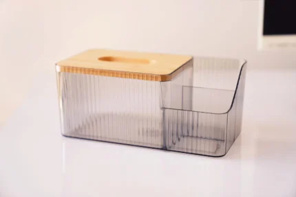 Acrylic Tissue Box with Side Organizer