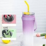 Gradient Straw Tumbler Bottle – 700ml with Lid & Handle | Leak-Proof & Stylish