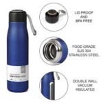 Blue Stainless Steel Water Bottle – 500ml Travel Bottle with Strap (300g) - Image 3