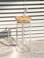 Glass Tumbler with Bamboo Lid & Glass Straw – 500ml Reusable Cup for Water, Juice, Iced Coffee - Image 4
