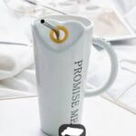 Promise Me Ceramic Mug – 400ml Stylish Coffee Mug with Lid & Straw