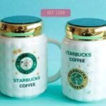 Starbucks Coffee Mugs Set – Premium Ceramic Mugs with Gold Lid | 2-Piece Gift Set - Image 2