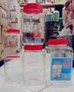 Plastic Storage Jar Set with Red Lid – Airtight Clear Containers for Kitchen & Pantry (12 pcs) - Image 3