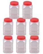 Plastic Storage Jar Set with Red Lid – Airtight Clear Containers for Kitchen & Pantry (12 pcs) - Image 4