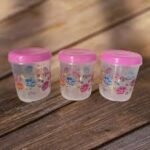Set of 3 Floral Plastic Food Storage Jars – Pink Lid, Airtight, 500ml Each - Image 2