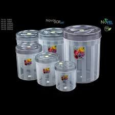 Set of 3 Floral Plastic Food Storage Jars – Pink Lid, Airtight, 500ml Each