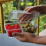 Crystal Clear Dual Compartment Food Storage Container | Airtight Plastic Snack Box with Lid for Kitchen & Fridge