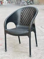 Rattan Style Plastic Chair with Metal Legs – Durable & Stylish – For Indoor & Outdoor Use