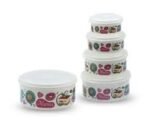 Colorful Floral Plastic Bowl Set with Lids – Multipurpose Kitchen Storage Containers
