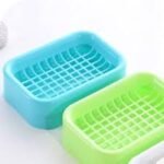 Plastic Soap Dish Set – Dual-Color Grid Base Soap Holders for Bathroom & Kitchen (Set of 2)