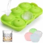 Large Round Ice Ball Maker – 4-Cavity Silicone Tray for Big Ice Spheres | Perfect for Whiskey & Cocktails