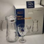 MT Deli Glassware Jug & Glass Set – Stylish 2 Pcs for Water & Juices