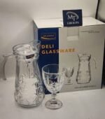 MT Deli Glassware Jug & Glass Set – Stylish 2 Pcs for Water & Juices