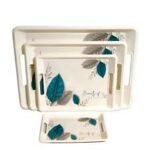 4-Piece Plastic Serving Tray Set – Elegant Leaf Design | Multi-Size Food Trays - Image 2