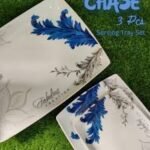 4-Piece Plastic Serving Tray Set – Elegant Leaf Design | Multi-Size Food Trays