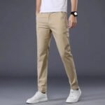 Beige Slim Fit Cotton Jeans for Men