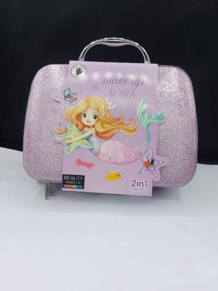 Princess Glitter Makeup Kit for Girls – 2-in-1 Makeup & Jewelry Beauty Set with Mermaid Case