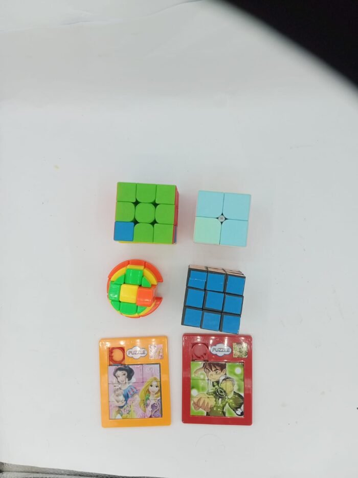 6-in-1 Puzzle Toy Set for Kids – Assorted Brain Teasers & Mini Rubik’s Cubes - Image 1