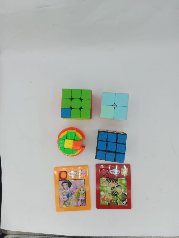6-in-1 Puzzle Toy Set for Kids – Assorted Brain Teasers & Mini Rubik’s Cubes - Image 3