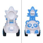 Panda Face Ride-On Car for Kids – Push Car with Backrest & Handle | Blue & White