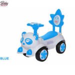 Panda Face Ride-On Car for Kids – Push Car with Backrest & Handle | Blue & White - Image 3