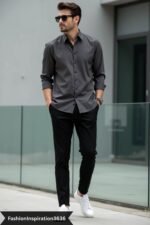 Charcoal Grey Dress Shirt for Men – Slim Fit Formal Shirt for Office & Party Wear