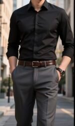Black Slim Fit Cotton Shirt for Men – Elegant, Versatile & Timeless Dress Shirt