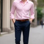 Light Pink Dress Shirt for Men – Slim Fit Formal Shirt for Office & Party Wear