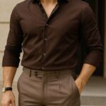 Brown Dress Shirt for Men – Slim Fit Formal Shirt for Office & Party Wear