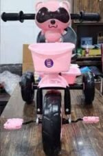 Pink & Black Kids Tricycle with Basket and Backrest – Stylish Pedal Ride for Girls