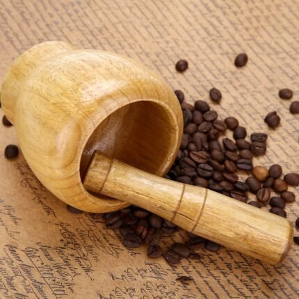 Wooden Mortar and Pestle Set – Classic Manual Grinder for Spices & Herbs