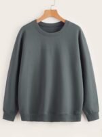 Men's Classic Crew Neck Sweatshirt – Dark Green | Casual Winter Wear - Image 2