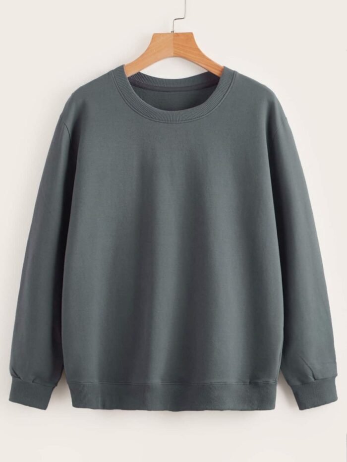 Men's Classic Crew Neck Sweatshirt – Dark Green | Casual Winter Wear - Image 2