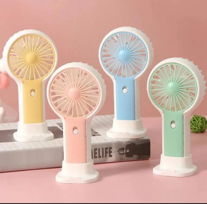 Rechargeable Mini Table Dock Fan with Cute Design & Night Light – Compact Indoor/Outdoor Fan for Home, Kids & Women (Random Color) - Image 3