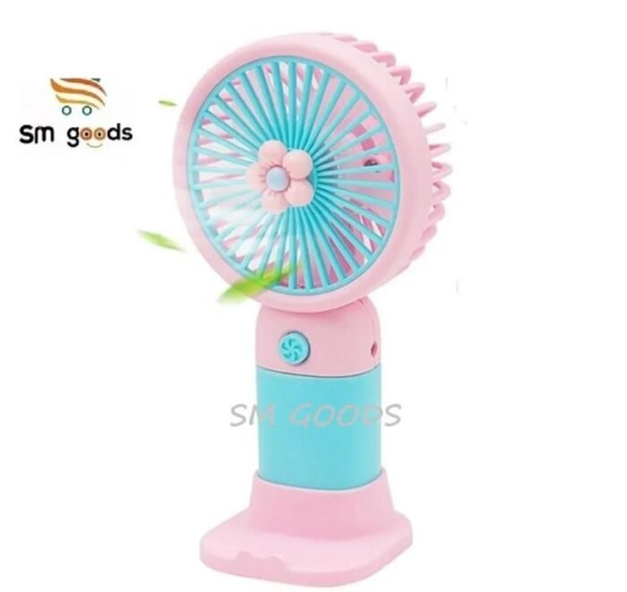 Rechargeable Mini Table Dock Fan with Cute Design & Night Light – Compact Indoor/Outdoor Fan for Home, Kids & Women (Random Color) - Image 5