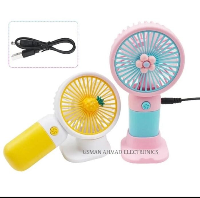 Rechargeable Mini Table Dock Fan with Cute Design & Night Light – Compact Indoor/Outdoor Fan for Home, Kids & Women (Random Color) - Image 6