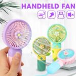 Rechargeable Mini Table Dock Fan with Cute Design & Night Light – Compact Indoor/Outdoor Fan for Home, Kids & Women (Random Color)