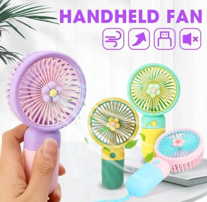 Rechargeable Mini Table Dock Fan with Cute Design & Night Light – Compact Indoor/Outdoor Fan for Home, Kids & Women (Random Color) - Image 2