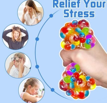 Pack of 3 Mesh Squishy Stress Balls | Grape Squeeze Slime Balls | Anti-Stress Vent Toys for Kids & Adults