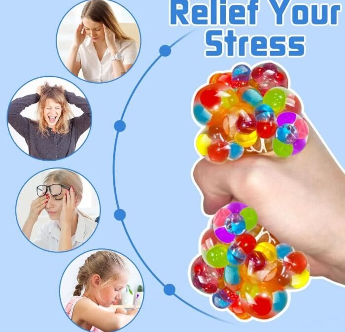 Pack of 3 Mesh Squishy Stress Balls | Grape Squeeze Slime Balls | Anti-Stress Vent Toys for Kids & Adults - Image 1