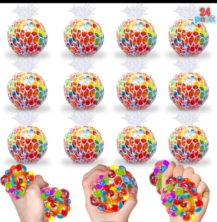 Pack of 3 Mesh Squishy Stress Balls | Grape Squeeze Slime Balls | Anti-Stress Vent Toys for Kids & Adults - Image 7