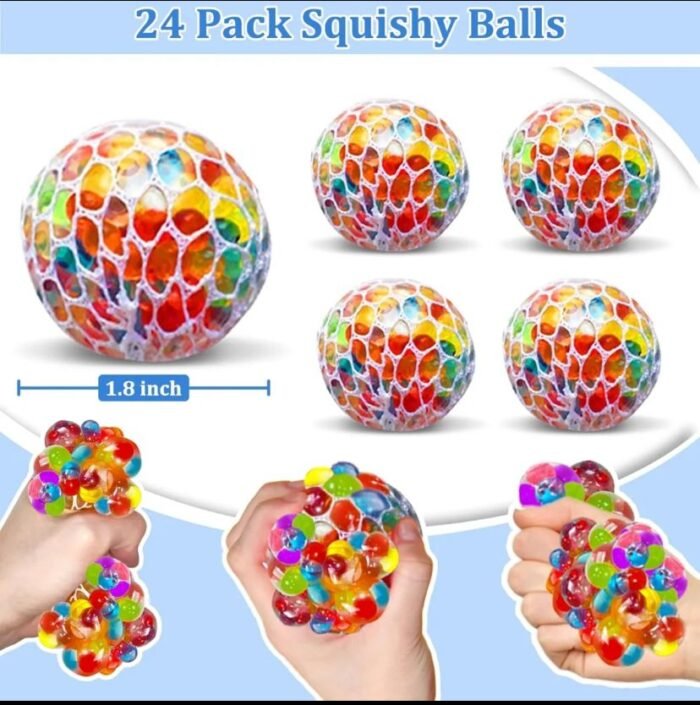 Pack of 3 Mesh Squishy Stress Balls | Grape Squeeze Slime Balls | Anti-Stress Vent Toys for Kids & Adults - Image 8