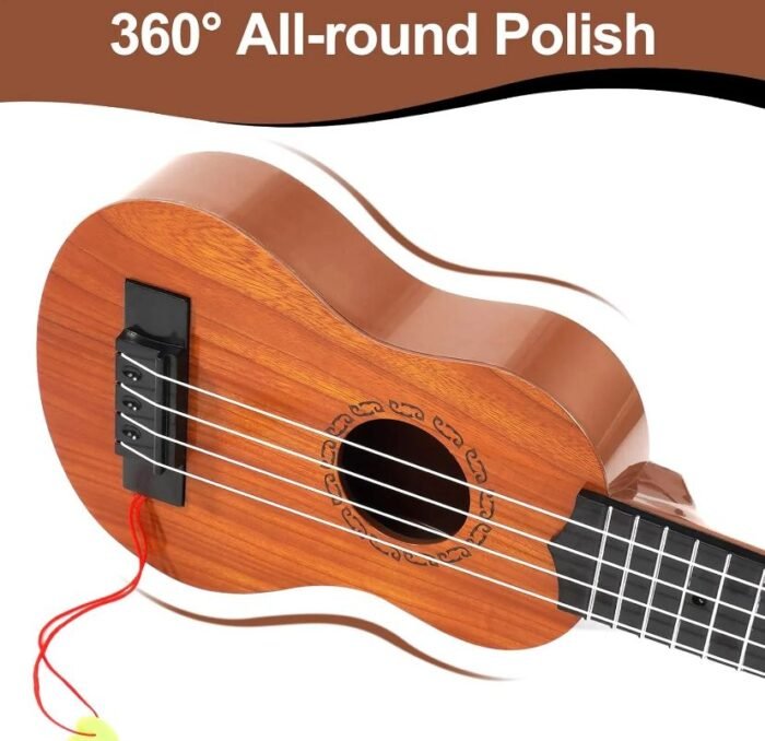 Buy 17 Inch Kids Ukulele Guitar with 4 strings, picks, and classical design. Perfect musical instrument toy for children’s learning, fun, and early music education. - Image 2