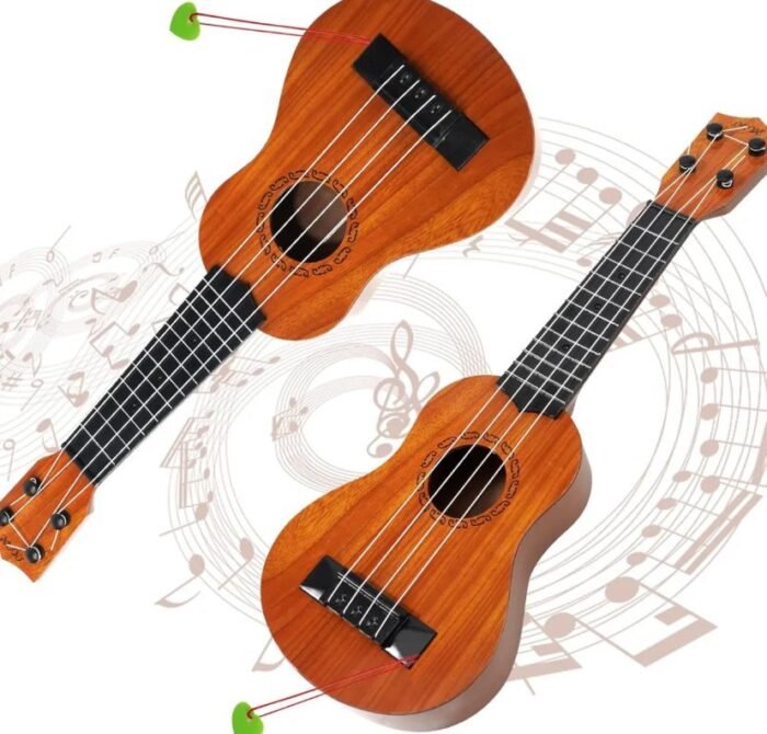 Buy 17 Inch Kids Ukulele Guitar with 4 strings, picks, and classical design. Perfect musical instrument toy for children’s learning, fun, and early music education. - Image 3