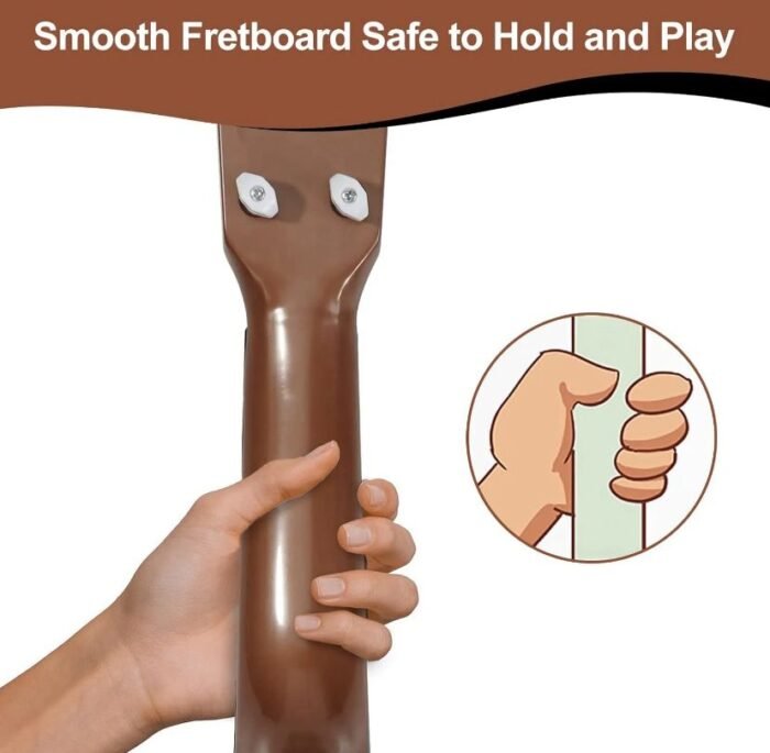 Buy 17 Inch Kids Ukulele Guitar with 4 strings, picks, and classical design. Perfect musical instrument toy for children’s learning, fun, and early music education. - Image 5