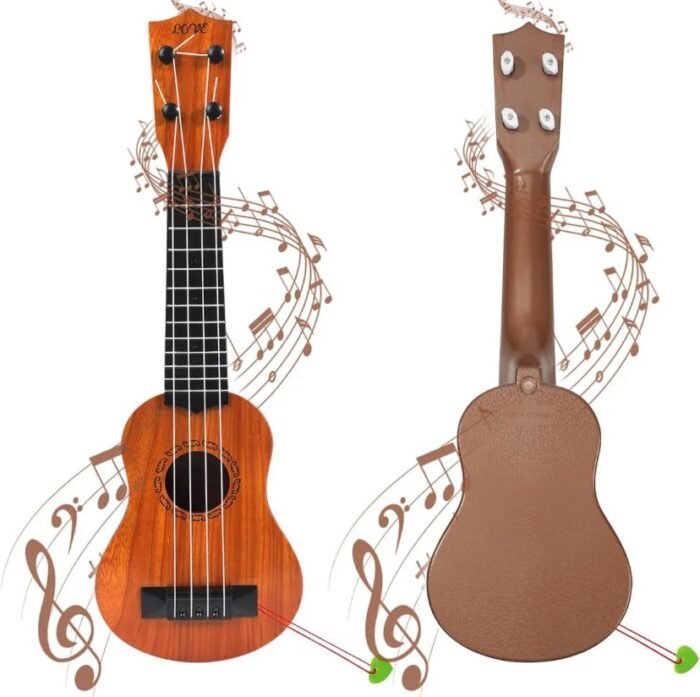 Buy 17 Inch Kids Ukulele Guitar with 4 strings, picks, and classical design. Perfect musical instrument toy for children’s learning, fun, and early music education. - Image 6