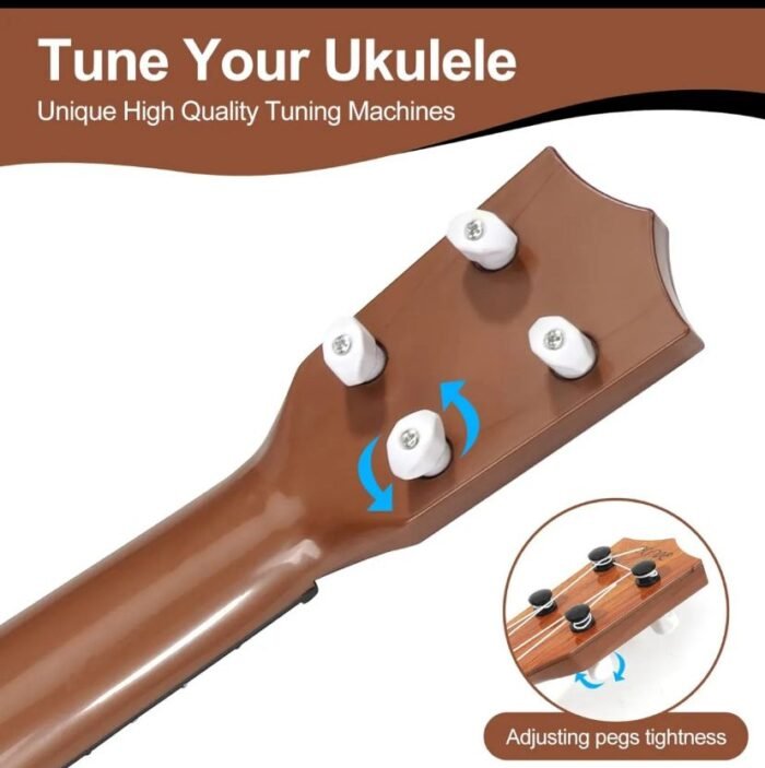Buy 17 Inch Kids Ukulele Guitar with 4 strings, picks, and classical design. Perfect musical instrument toy for children’s learning, fun, and early music education. - Image 7