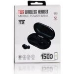 TWS Wireless Earbuds T2 Bluetooth Headset with LED Display & 1500mAh Power Bank Charging Case - Image 3